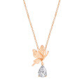 Metal Spring Butterfly Zircon Teardrop Pendant Necklace-0-3