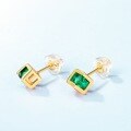 wholesale 925 Sterling Silver Japanese and Korean New Fashion OLS925 Square Sugar Small Stud Earrings Hollow Nano Green Zircon Earrings for Women, One-Piece Drop Shipping-0-4