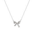 wholesale S925 Sterling Silver Whole Sweet Style Bow Tie Necklace Niche Minimalist Design Sterling Silver Jewelry Source Factory-0-5