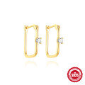 wholesale S925 Sterling Silver Geometric Wide Diamond-Inlaid Star Hoop Earrings, Hot in and on INS-0-7