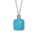 wholesale Metal: 925 Silver, Zoff Jewelry New Square 15*15 Emerald Simulant Pendant with Beveled Edges European and American Lucky Necklace-0-4