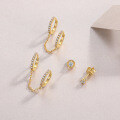 Metal Material Gold Fashion Non-Fading Silver Earrings, Luxury Three-Way Stackable Moissanite Earrings Custom Processing-0-0