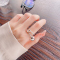 wholesale S925 Sterling Silver Korean-style Geometric Sphere Tassel Pendant Minimalist Design Versatile Open Ring-0-2