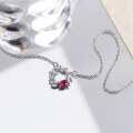 wholesale S925 Silver Pigeon Blood Red Ruby Olive Branch Collarbone Necklace Fancy Color Gold Marquise Diamond Pendant-0-2