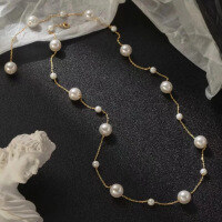 wholesale S925 Sterling Silver Swarovski Pearl Necklace Korean Style Light Luxury Ins Wind Small Necklace Women's Y01163-S925 silver necklace made in China Shijiazhu silver 925 silver