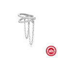 wholesale S925 Sterling Silver Double Layer Tassel Chain Ear Cuffs with Inlaid Diamonds, Exquisite and Luxurious-0-7