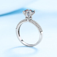 wholesale PT950-plated S925 sterling silver 2-carat moissanite ring for women, high-end wedding ring, available for wholesale from large manufacturers-Moissanite 2 carats>15