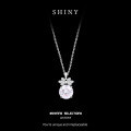 S925 Silver Pendant Necklace, Large Sparkling Starry Sky Cut Pink Diamond, Live Streaming Hit-0-1