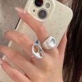 wholesale S925 Sterling Silver Heavy Work Geometric Open Adjustable Ring Women Korean Vendor Stock New Style Versatile Niche Ring-0-2