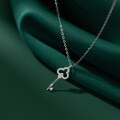 wholesale 925 Sterling Silver Diamond-Encrusted Key Necklace for Women, French Retro Style, Vintage Luxe, Minimalist Elegance Collarbone Chain D8755-0-3