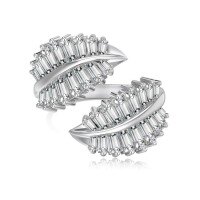 wholesale S925 Sterling Silver INS Style Viral Ring for Women, High-End Leaf Twisting Design, Niche Luxury Flower Ring-DY120960-SW-WH Adjustable opening