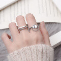 wholesale S925 Sterling Silver Ins Harajuku-Style Minimalist Design Round Smooth Surface Interlocking Chain Open-End Ring Unisex-0-3