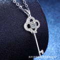 S925 Silver Moissanite Twilight Key Necklace, Full Diamond-0-0