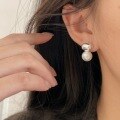 wholesale S925 Sterling Silver Oval Silver Ball Pearl Earrings Women, Small Fresh and Minimalist Style, High-End Sense-0-1
