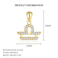 wholesale S925 Sterling Silver Cross-Border Twelve Zodiacs Exquisite Personality Choker Necklace for Women, Light Luxury Fashion Pendant, European and American Versatile-A4146-Libra/Single Pendant 925 Silver