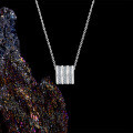 Sterling Silver Moissanite Rolo Pendant Necklace, Minimalist Style-0-1
