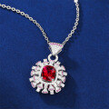 wholesale S925 Sterling Silver Full Diamond Oval Collarbone Necklace for Women, Cross-Border Cultivated Ruby Necklace Wholesale-0-3