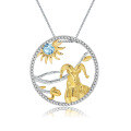 wholesale 925 Silver Chinese Style Zodiac Sheep Pendant with Natural Gemstone Necklace-0-0
