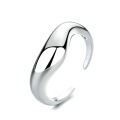 wholesale S925 Sterling Silver European and American Cross-Border Minimalist Cold-Toned Ins Wave-Patterned Wide Flat Smooth Open Ring-0-4