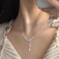 wholesale 990 Sterling Silver Calla Lily Tassel Set Necklace for Girlfriend, Pendant, Versatile Choker Jewelry-0-1