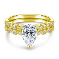 wholesale 925 Sterling Silver Waterdrop Zircon Euro-American Cross-Border Fashion Yellow Diamond High-Carbon Diamond Ring, Colorfast Wholesale-TL-420 Gold>US Size 7#