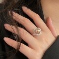 wholesale S925 Sterling Silver Geometric Swarovski Pearl Ring for Women, Small and Niche, Luxurious and High-End, Korean Style Stacking Ring-0-1