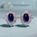 wholesale S925 Sterling Silver Geometric and Personality-Embedded Tanzanite Color Stud Earrings for Women, Hot Selling Style-0-3