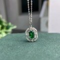 wholesale S925 Sterling Silver Colored Gemstone Imitation Natural Emerald Necklace and Earrings Set for Women Cross-border Trade Collarbone-0-1