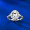 wholesale Metal: S925 Silver, European and American Oval 6*8mm Solitaire Ring with High Carbon Diamond, Women's European and American Fashion Minimalist-0-2