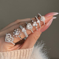 wholesale S925 Sterling Silver Cross-Border New Ring for Women, Fashion Sweet Rainbow Pink Barbie Series Heart-Shaped Zircon Ring-AY120239-SW-WH 6