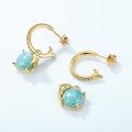 wholesale S925 Sterling Silver Inlaid with Amazonite, Fashionable and Adorable Little Dolphin Earrings, Luxury and Unique Style, Wholesale from Manufacturer-0-2