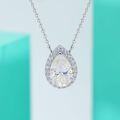 wholesale S925 Sterling Silver Waterdrop Pear Moissanite Diamond Necklace for Women, Light Luxury Micro-Set Princess Pendant, Ins Accessory Decoration-0-3