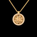 Sterling Silver Rotating Sunflower Compass Pendant with Sand Gold and Diamond Inlay-0-0