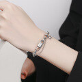 wholesale S925 Sterling Silver Retro Distressed Thick Link Hip Hop Street Style Hot Selling Beaded Chain Star Bracelet-0-3