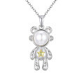 wholesale 925 Sterling Silver Original Design Fashion Hand-Inlaid Zircon Bear Necklace Wholesale, Freshwater Pearl Necklace Women's Versatile-0-4