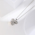 wholesale S925 Sterling Silver Original Design Pure and Alluring Small Fresh Style Lily of the Valley Necklace Women's Collarbone Chain with White Shell Pearl Pendant-0-3