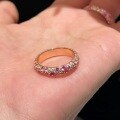 wholesale S925 Sterling Silver Plated Rose Gold Pink Ruby Powder Diamond Pavé Stackable Ring Gradient Pink Diamond Ring Elegant and Light Luxury-0-1