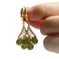 wholesale Metal material first: Natural Hetian Jade Jasper Sunny Green Waterdrop Ear Clips Ethnic Vintage Style Earring Jewelry Wholesale-0-4