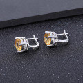 wholesale S925 Sterling Silver Natural Citrine Stud Earrings, Fashion Minimalist Style Natural Gemstone Earrings-0-2