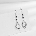 wholesale S925 Sterling Silver Korean-style Four Leaf Clover Teardrop Earrings for Women, Versatile Small Design Long Tassel Drop Earrings Elegant Ear Accessories-0-2