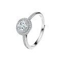 Silver Cross-Border New 50-Point Round Moissanite Open Adjustable Ring, Luxurious Wedding Band-0-3
