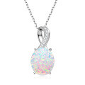 S925 Silver Saturn Orbit Opal Pendant Necklace-0-10