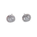 wholesale S925 Sterling Silver Fashion Round Zircon Small Floral Ear Studs Minimalist Earrings for Sleeping Hypoallergenic-0-4