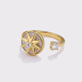 wholesale 925 Sterling Silver Rotating Compass Octagram Ring, Women's Ins Style Niche Luxury Adjustable Cross-border Ready-0-1