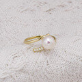 wholesale Wholesale jewelry manufacturers summer vintage minimalist luxury style 9K gold pearl ring-0-5