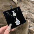 wholesale S925 Sterling Silver Royal Princess Lace Palace Super Exquisite Snowflake Inlaid Full Diamond Natural Chalcedony Necklace Collarbone Chain-0-4