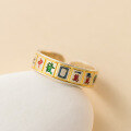 wholesale 999 Silver Exquisite Niche-Designed Chinese Style Gold-Traced Thirteen Wonders Mahjong Ring R02749-0-2