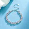 Sterling Silver Adjustable Tennis Bracelet with Oval Moissanite-0-1