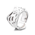 wholesale S925 Sterling Silver Wide Irregular Geometric Texture Lava Open Ring, Personalized Fashion Luxury Style-0-4