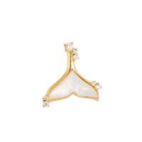 wholesale Plated K Gold Sterling Silver Mermaid Tail Inlaid with White Shells Pendant for Women in Instagram Style Japanese Fresh and Light Aesthetic, Manufacturer Wholesale-Fishtail pendant inlaid with white shell and white zirconium